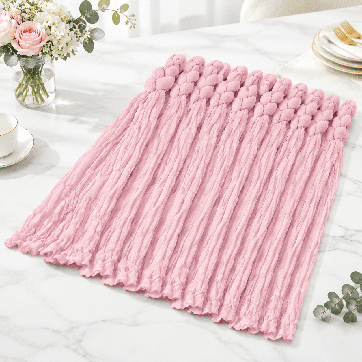 Table Light Man 12 Pack Light Pink 17x108 Inch Semi Sheer Polyester Cheesecloth Table ...