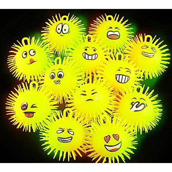 (12 Pack) Light up EMOJI puffer squeeze balls