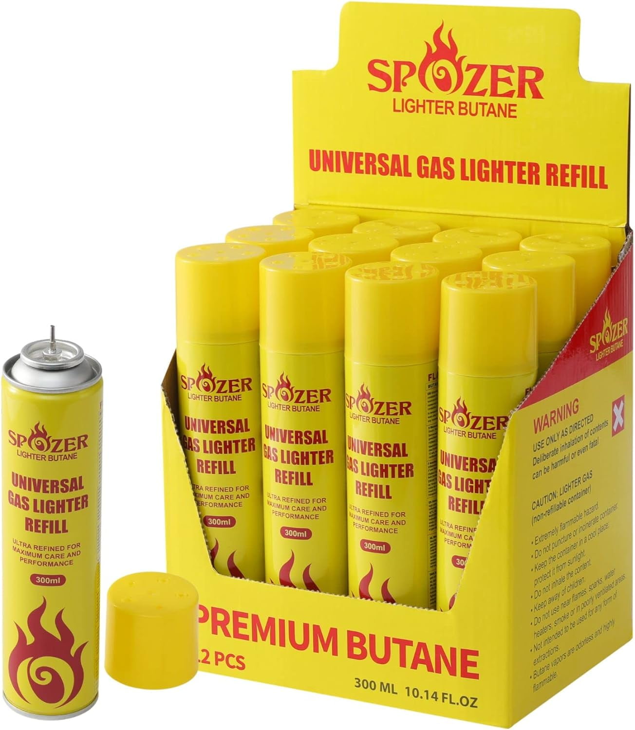 12 Pack Lighter Gas Refill Butane Universal Fluid Fuel Ultra Refined