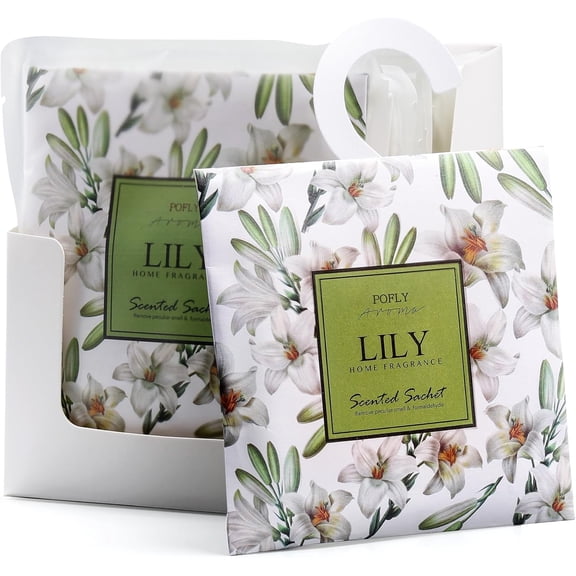 12 Pack Lily Scented Sachets, Long-Lasting Fresh Scent, Air Freshener for Closet & Drawers, Hanging Deodorizer Home