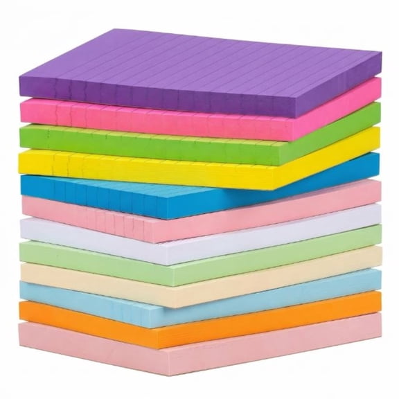 12 Pack Lined Sticky Notes, 4"x6" Ruled Note Pads, 12 Colors Sticky Notepad for Office, Home, Meeting