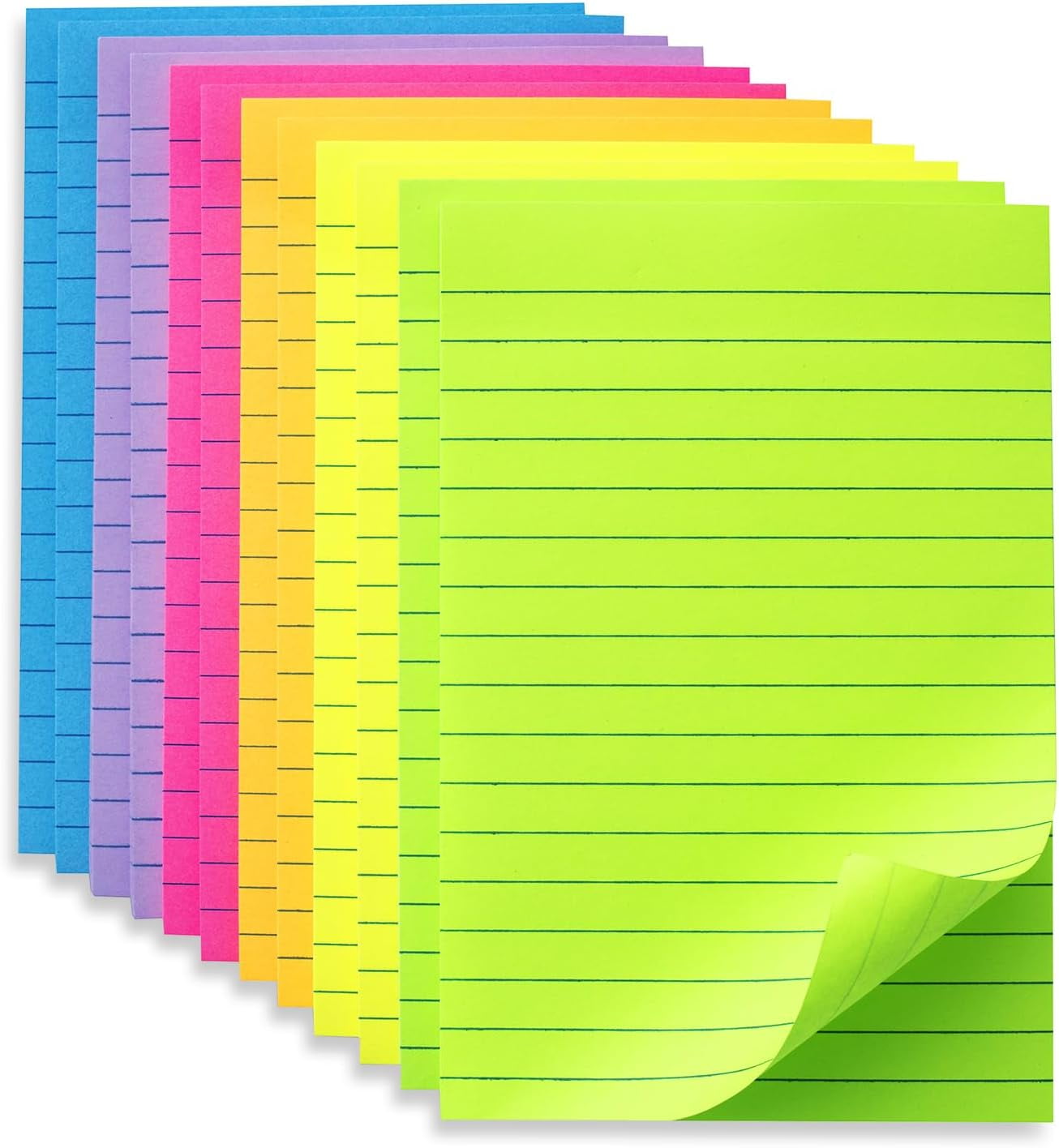 (12 Pack) Lined Sticky Notes 4x6 in Ruled Stickies Super Sticking Power ...