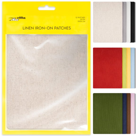 12-Pack Linen Fabric Patches for Clothing Repair 5x7 Inches 30% Linen 70% Cotton
