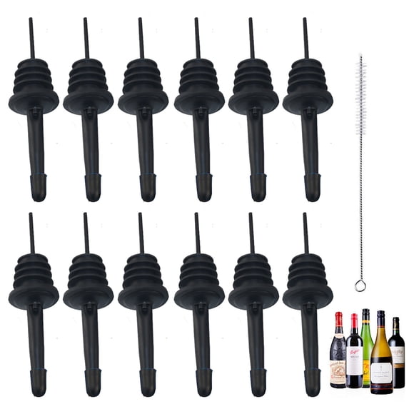12 Pack Liquor Bottle Pourers, Bottle Pourers for Alcohol with Cleaning Brush, Stainless Steel Liquor Pourers with Rubber Dust Caps, Liquor Pour Spouts Copper - Style:Style 4