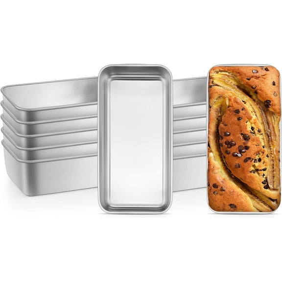 12 Pack Loaf Pans for Baking Bread, 9IN x 5IN Stainless Steel Loaf Bread Pans Set for Homemade Meatloaf, Bananas, Brownies, Lasagnas, Dishwasher Oven Safe