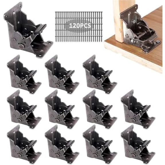 12 Pack Locking Hinge for Folding Table Brackets, Heavy Duty Folding Brackets 90 Degree Self Locking Folding Hinge for Table Legs Furniture