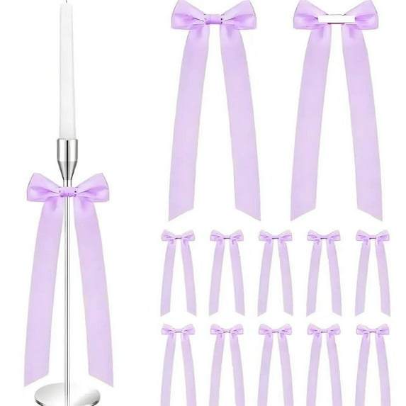 12-Pack Long Decorative Ribbon Bows for Wine Bottle Cake Gift Box Decoration to Add Elegant Detail for Birthday Parties or Celebrations(Purple)