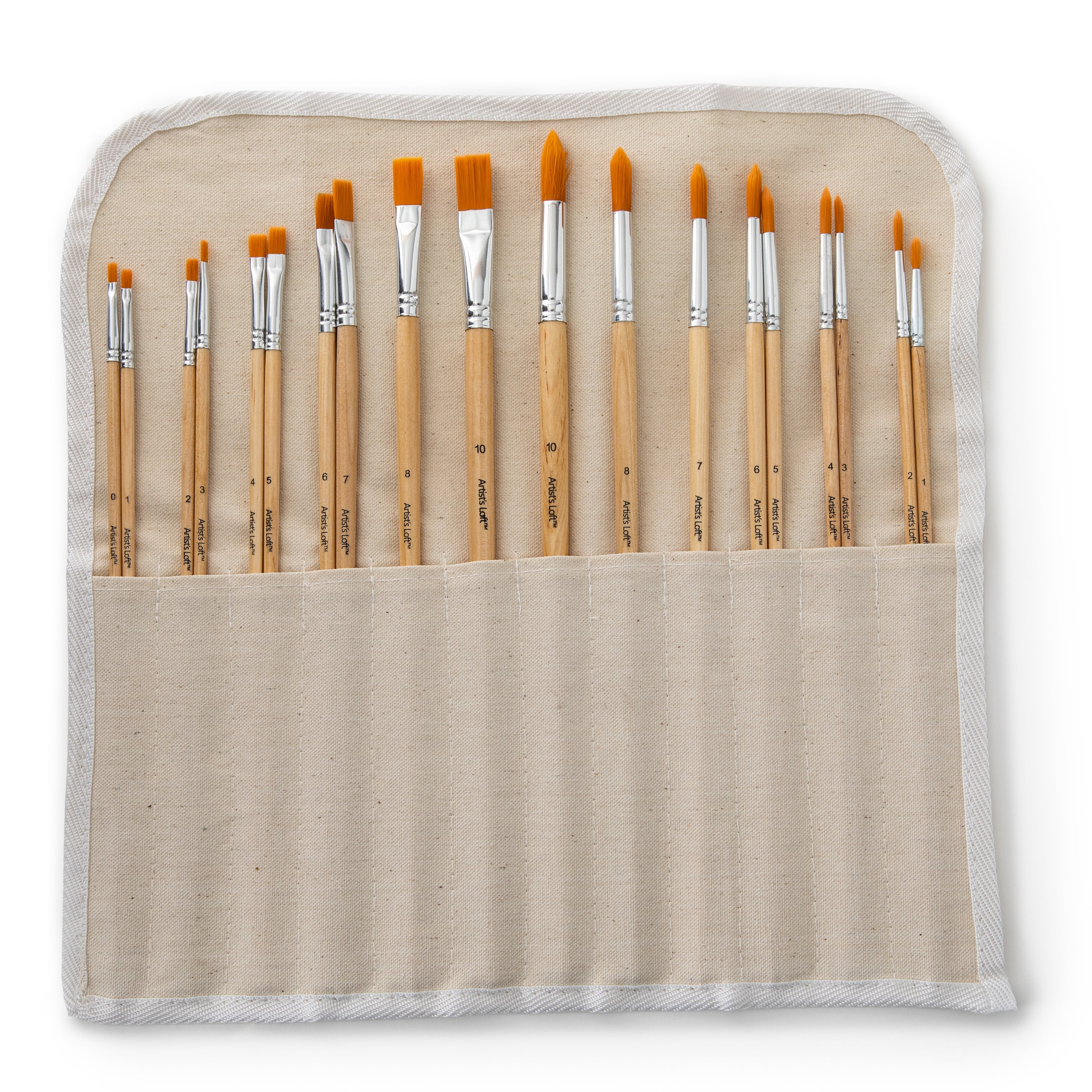 8 Piece Golden Synthetic Acrylic Brushes By Artist's Loft