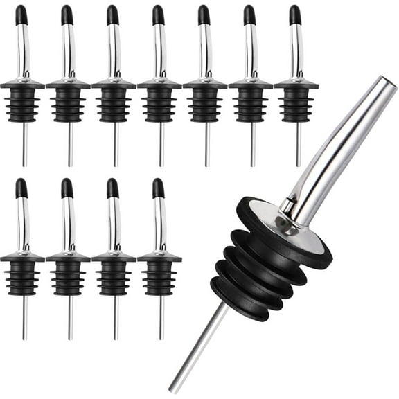 12 Pack Loopunk Liquor Pour Spouts Set, Stainless Steel Classic Bottle Pourers Tapered Spout-Liquor Pourers with Rubber Dust Caps