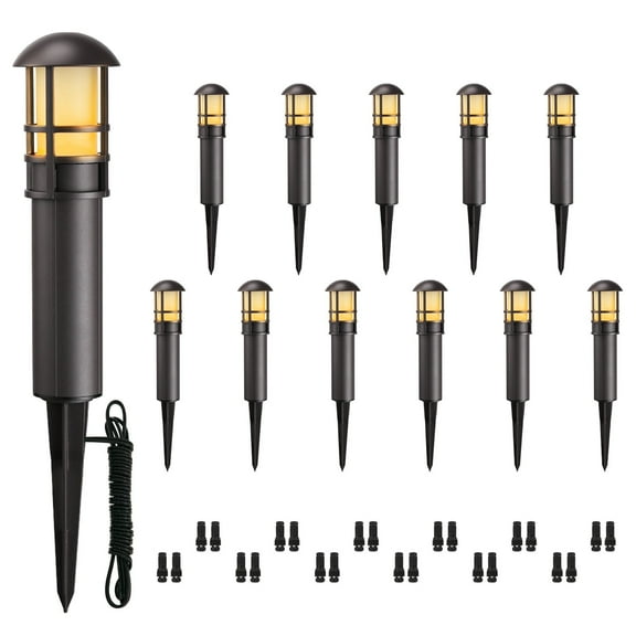 MW Lighting 12 pack Low Voltage Landscape Pathway Lights, 3W, Waterproof, 2700K Warm White