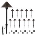 thumbnail image 1 of 12-Pack Low Voltage Pathway Lights, 3W 12-24VAC/DC CRI90+ Low Profile LED Landscape Path Lights, Cone Head with Vintage Golden Texture, Black Aluminum Housing,2700K Warm White for Pathway, 1 of 7