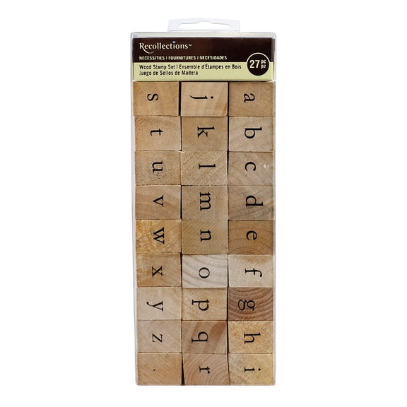 Recollections Lowercase Alphabet Wood Stamp Set, 12 Pack