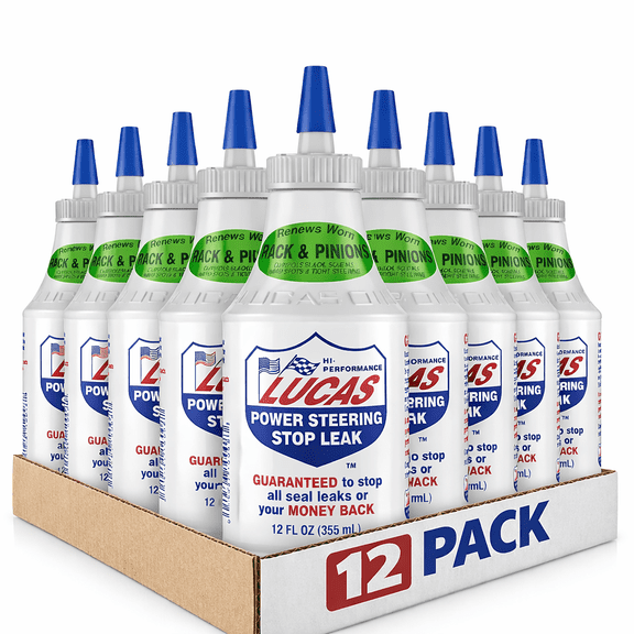 12 Pack Lucas Oil 10008 Power Steering Stop Leak 12 oz Additive Repair