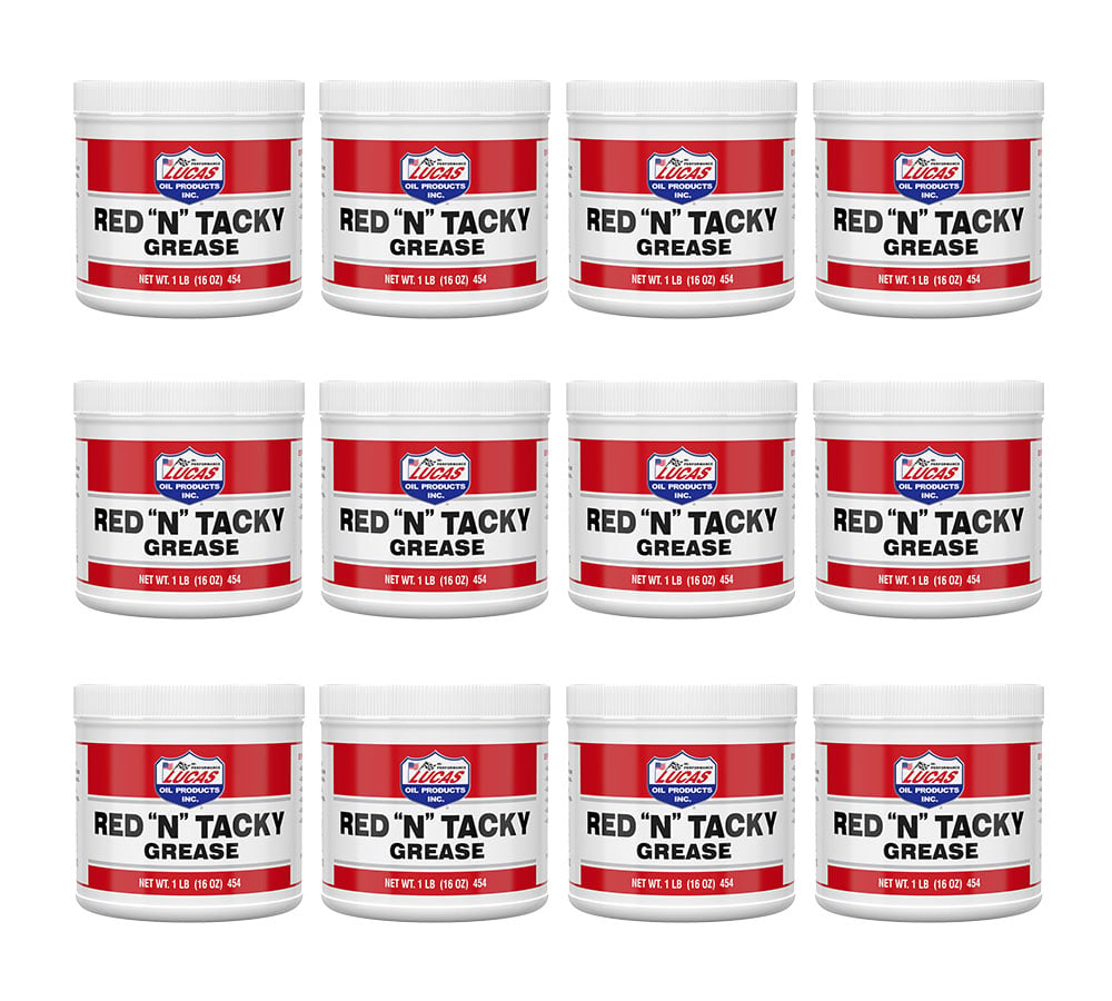 12 Pack Lucas Oil 10574 Red N Tacky Lithium Grease, Multipurpose Ultimate Lithium Complex Lubricant for Automotive, Industrial, and Agricultural Equipment - 16 Ounce