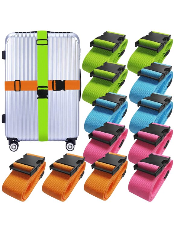 12 Pack Luggage Straps Suitcase Belts Straps Wide Adjustable Packing Straps Travel Belts Accessories for Business Traveling Packing