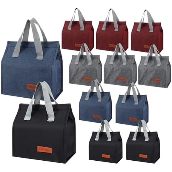 12 Pack Lunch Bags Bulk,Insulated Reusable Lunch Bags with Aluminum for Women Men,Leakproof Tote Large Lunch Box for Office,Work,Beach or Travel,Multicolor$$Home Decor, Kitchen, & Other