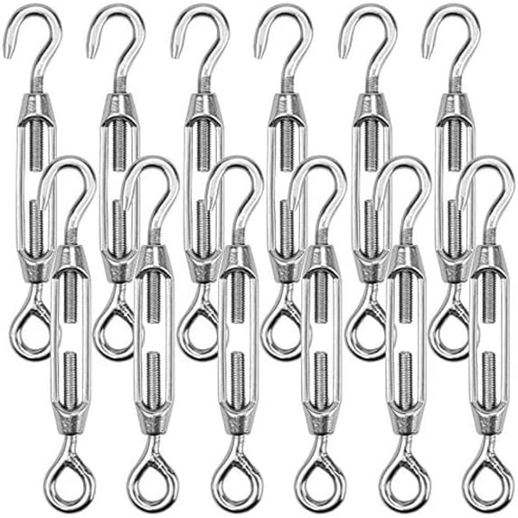 Wire Rope M4 12 Pack M4 Hook & Cable Wire Rope Tension, 304 Stainless Steel Heavy ...