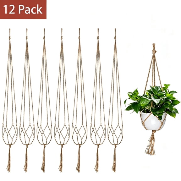 12 Pack Macrame Plant Hangers, 35.43in Jute Rope Hanging Plant Holders, Hanging Planter Baskets for Indoor Outdoor Garden Home Decor