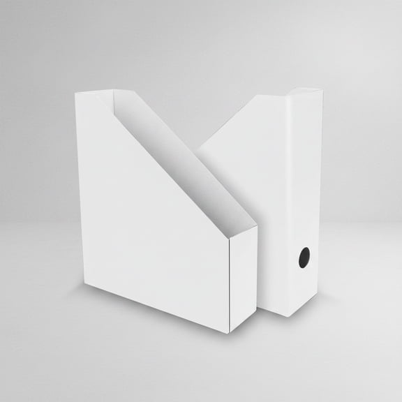 12 Pack Magazine File Holders White, Foldable Cardboard Document Organizer Boxes with Labels, Space-Saving Storage for Office, Home, School