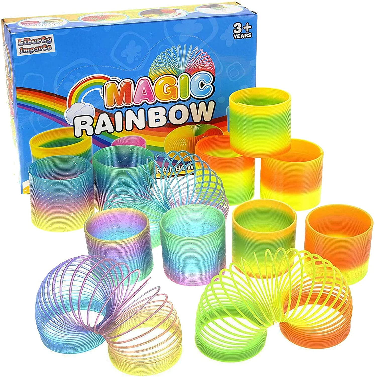 12 Pack Magic Rainbow Springs Classic Novelty Colorful Rainbow Toy