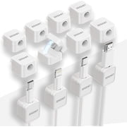 12 Pack Magnetic Cable Clips, Self Adhesive Cord Organizer, Magnetic Wire Holder for Desk, Nightstand, Home & Office, Fits Most Phone Charger, USB, Type-C Cables
