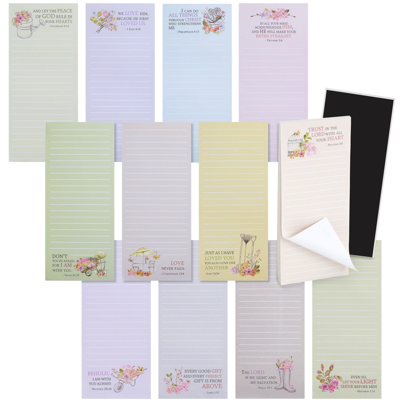 12 Pack Christian Notepads for Refrigerator, Religious