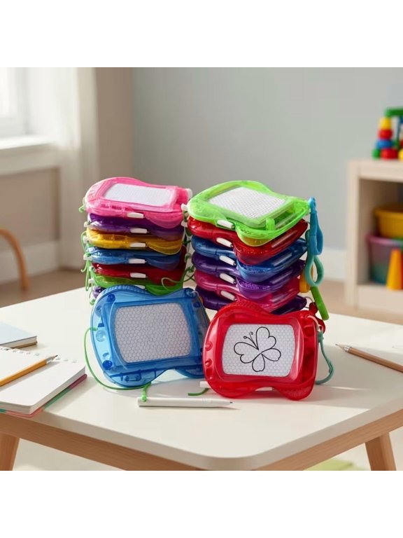 12 Pack Magnetic Drawing Boards for Kids - Erasable Doodle Pads with Keychain for Travel, Party Favors, and Goodie Bag Fillers