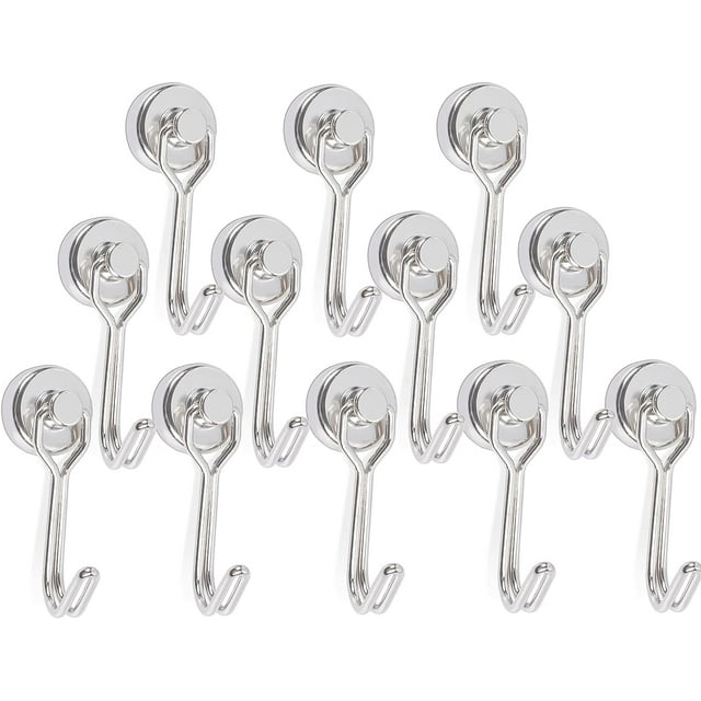 12 Pack Magnetic Hooks, Swivel Swing Magnet Hooks Mini Metal Magnetic ...