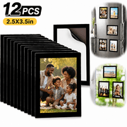 12 Pack Magnetic Picture Frames For Refrigerator 2.5X3.5 With Black Border,for Refrigerator, Kitchen, Classroom, Window
