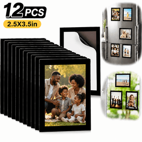 12 Pack Magnetic Picture Frames For Refrigerator 2.5X3.5 With Black Border,for Refrigerator, Kitchen, Classroom, Window