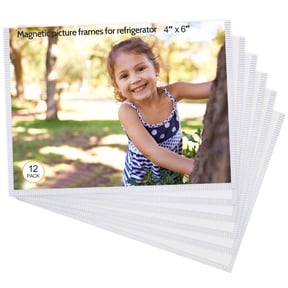 12 Pack Magnetic Picture Frames for Refrigerator, 4 x 6 Inch Reusable Magnetic Photo Frames with White Border, Clear PVC Picture Holders for Fridge, Locker, Office, School, and Home