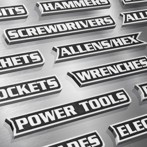 12 Pack of Magnetic Tool Box Labels, 3D-Printed Toolbox Labels, General Tool Box Organize Accessories, Toolbox Magnetic Labels, Reusable Labels, for Steel Toolboxes, Carts, Drawers, and Cabinets