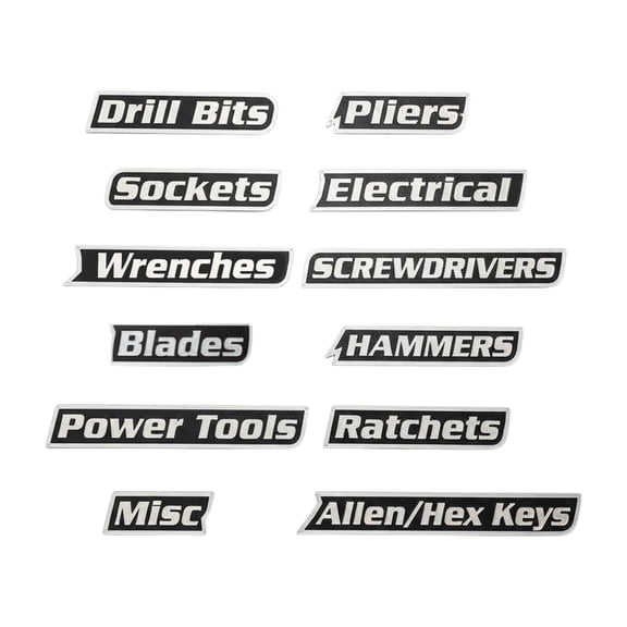 12 Pack of Magnetic Toolbox Labels, 3D-Printed Tool Box Labels, General Tool Box Organize Accessories, Easy to Read Printing, Quick Identifying Tool Box Drawers