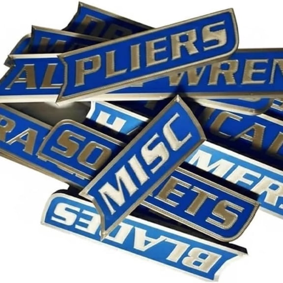 12 Pack of Magnetic Toolbox Labels, 3D-Printed Tool Box Labels, General Tool Box Organize Accessories, Reusable Tags for Steel Toolboxes, Carts, Drawers, and Cabinets