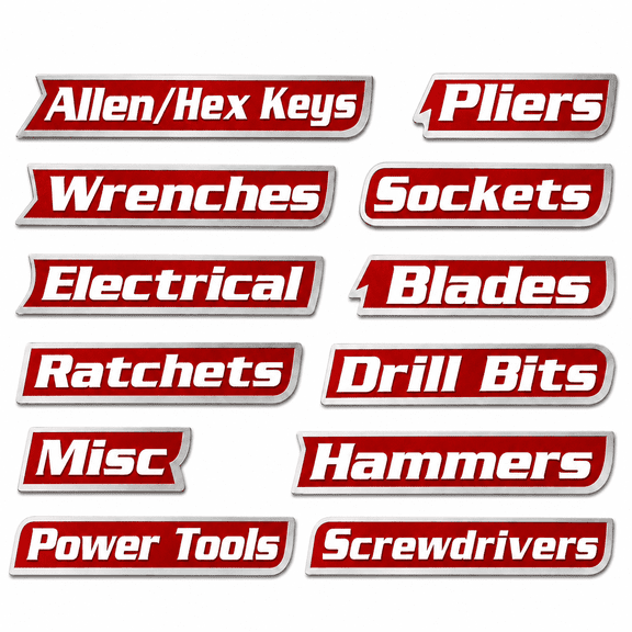 Magnetic Tool Box Labels, 12 Count 3D Printed Reusable Drawer Tags for Steel Toolboxes Tool Chests Garage Storage