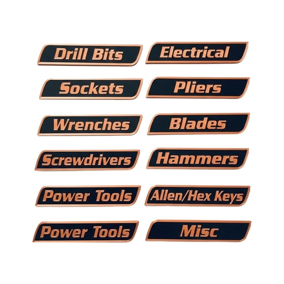 12 Pack of Toolbox Labels, 3D-Printed Tool Box Labels, General Tool Box Organize Accessories, Reusable Tags for Steel Toolboxes, Carts, Drawers, and Cabinets(Pink)