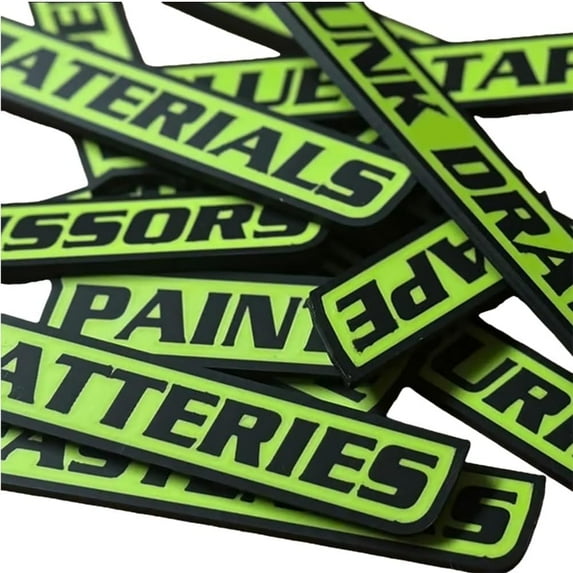 12 Pack of Magnetic Toolbox Labels, 3D-Printed Tool Box Labels for Tool Organization, Reusable Tags for Steel Toolboxes, Carts, Cabinets, and Drawers (Black)