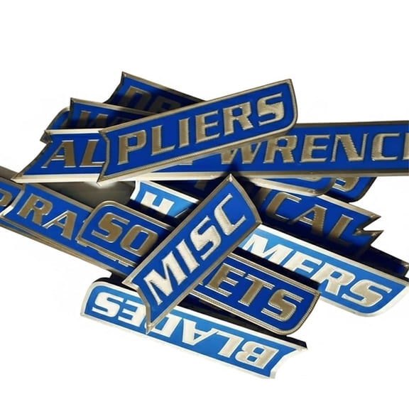 12 Pack of Magnetic Toolbox Labels, Premium 3D-Printed Tool Box Organize Accessories, Reusable Toolbox Drawer Tags for Tool Organization, for Steel Toolboxes Carts Drawers and Cabinets(Blue)