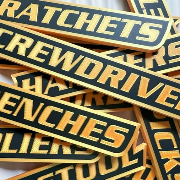 12 Pack of Magnetic Toolbox Labels, Premium 3D-Printed Tool Box Organize Accessories, Reusable Toolbox Drawer Tags for Tool Organization, for Steel Toolboxes Carts Drawers and Cabinets(Yellow)