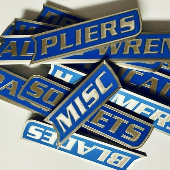 12 Pack of Magnetic Toolbox Labels, Reusable Tool Box Labels, Multipurpose Tool Boxs Tags, Easy to Stick and Remove, for Steel Toolboxes, Carts, Drawers, and Cabinets (Blue)