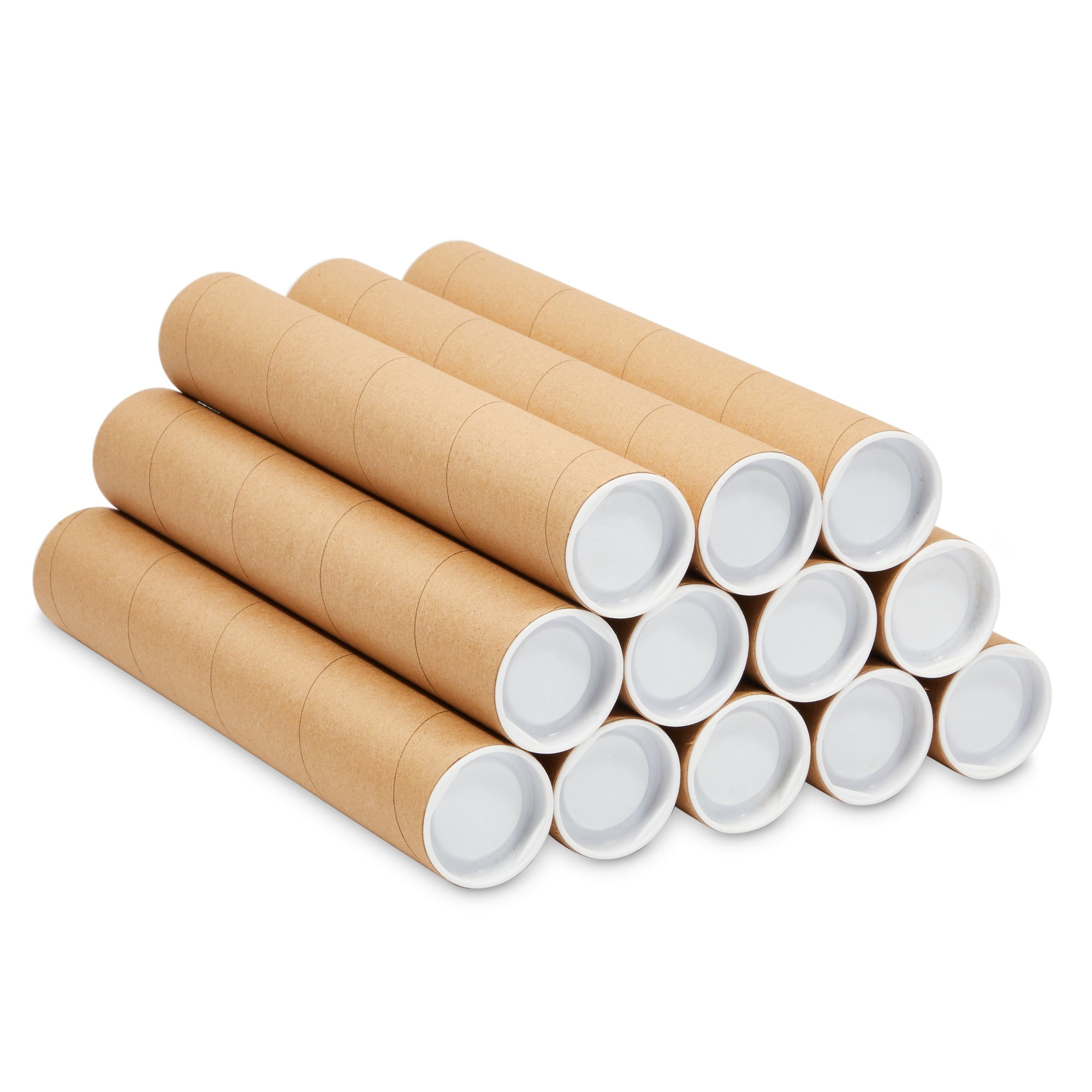 1 1/2 x 12 White Round Cardboard Mailing Tubes and End Caps