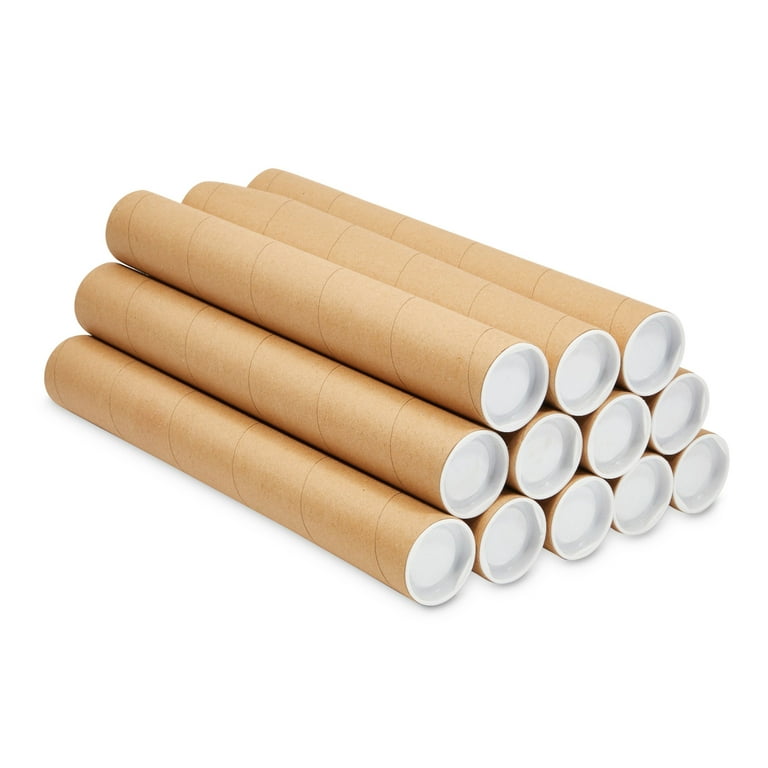 Hexa Packaging and Supplies. Kraft Mailing Tubes w/End Caps - 3 X 42