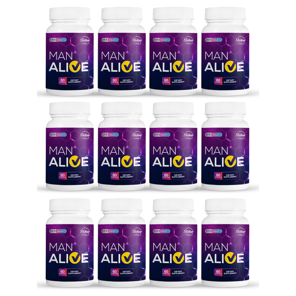 12 Pack Man Alive, stamina libido vitality pills for men-60 Capsules x12