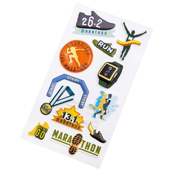 Recollections Marathon Running Stickers, 12 Pack