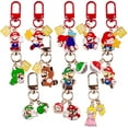 thumbnail image 1 of 12-Pack Mario Video Game Character Enamel Metal Keychains - Collectible Figurine Key Rings with Question Block & Power-Up Charms​​, 1 of 6