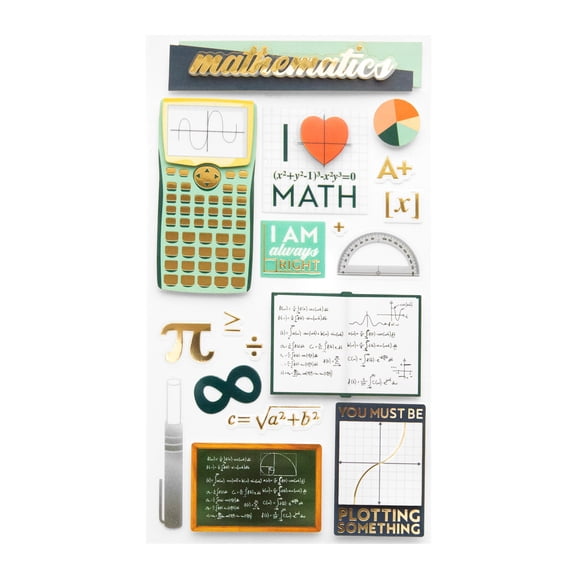 Recollections Math Dimensional Stickers, 12 Pack