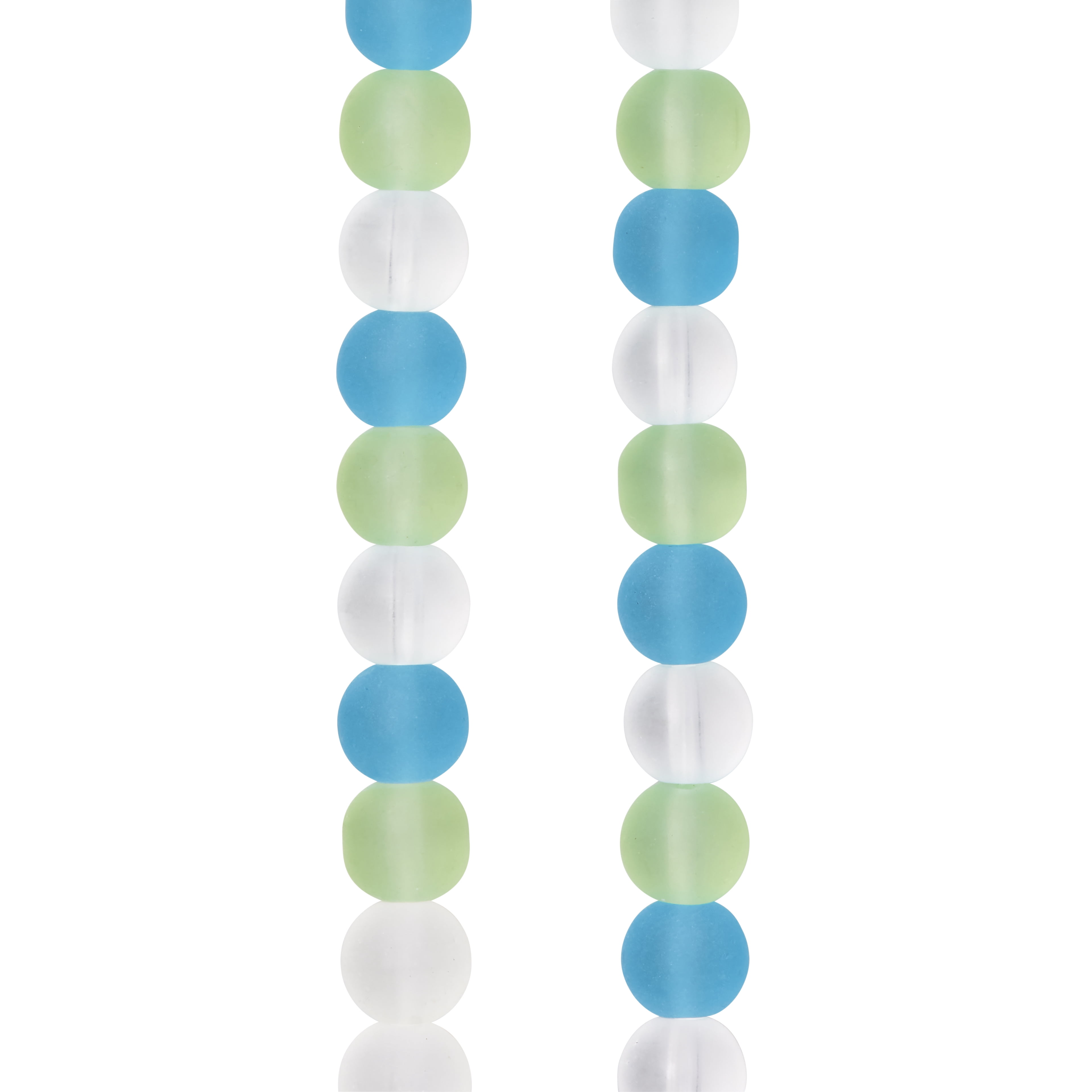 Bead Landing Matte Sea Mix Round Glass Beads, 8mm, 12 Pack