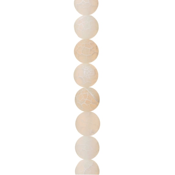 Bead Landing Matte White Crackle Agate Round Beads, 10mm, 12 Pack