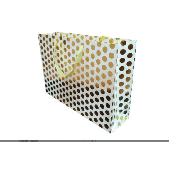 12-Pack Medium Gold Gift Bags 10.25" H X 12.25" W (12, Gold)