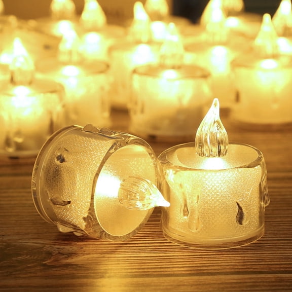 12-Pack Melting Flameless Candles ,Lasting 60h Tea Lights Candles , Battery Operated Candles, Ideal For Christmas,Halloween, Theme Party, 1.5" Dia X 1.97''H